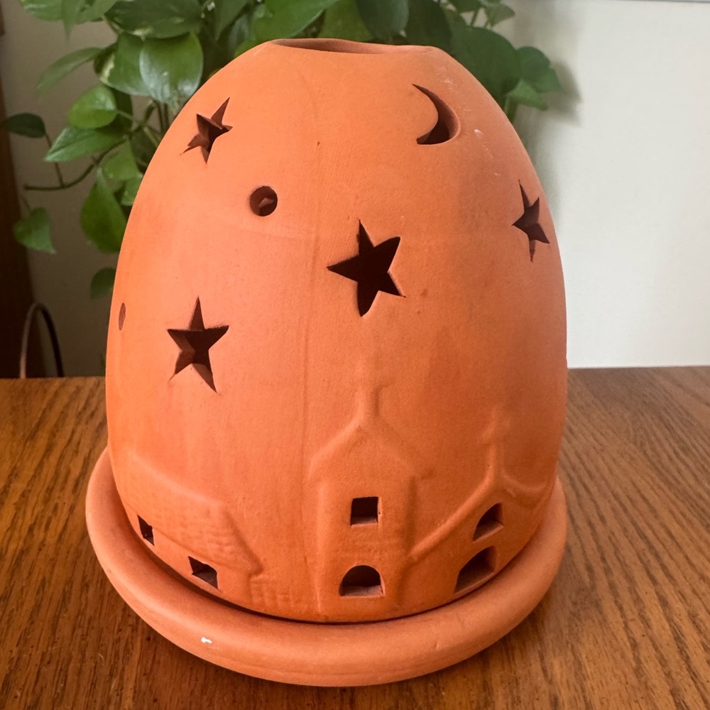 Terracotta Star and Moon Candle Holder Pier I Imports 6” base and height
